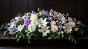 Création florale sur mesure avec roses et lys pour enterrement à Balaruc-les-Bains